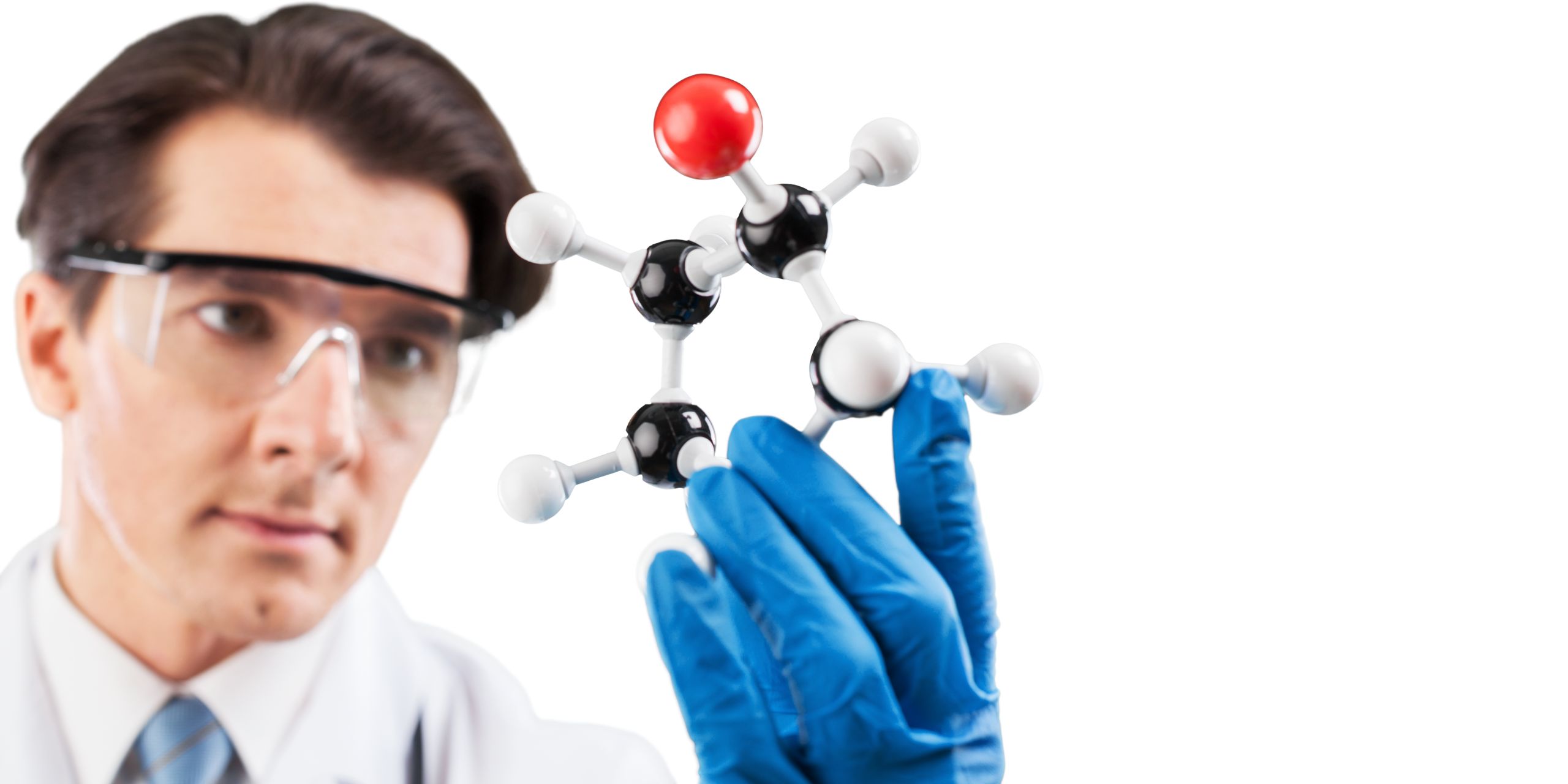Scientist holding molecule